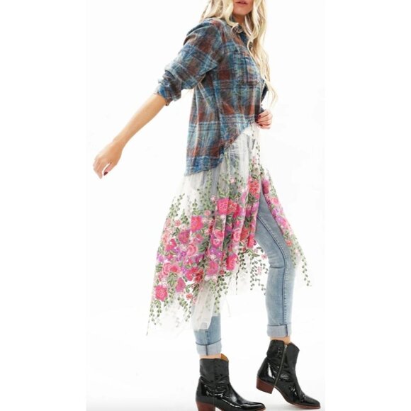 NEW Aratta Silent Journey Womens Small Anastasia Maxi Duster Shirt Embroidered - Picture 4 of 16